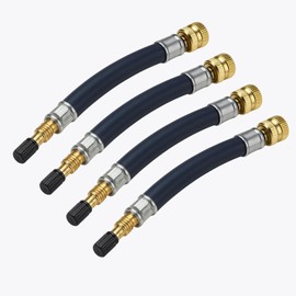 Manovella Tyre Valve Extension 210mm - Flexible Rubber Hose with Heavy Duty Metal Valve for Truck, RV, Bus, Trailer and More - Ideal for Hard to Reach Valves (Pack of 4)