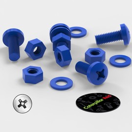 20 x Blue Pan Head Screws Polypropylene (PP) Plastic Nuts and Bolts, M8 x 20mm, Washers, (5/16 x 25/32 in)