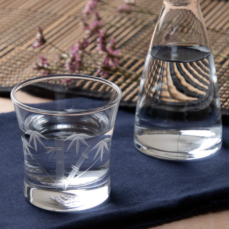 Chilled Sake Glass Bamboo Kiriko 110ml
