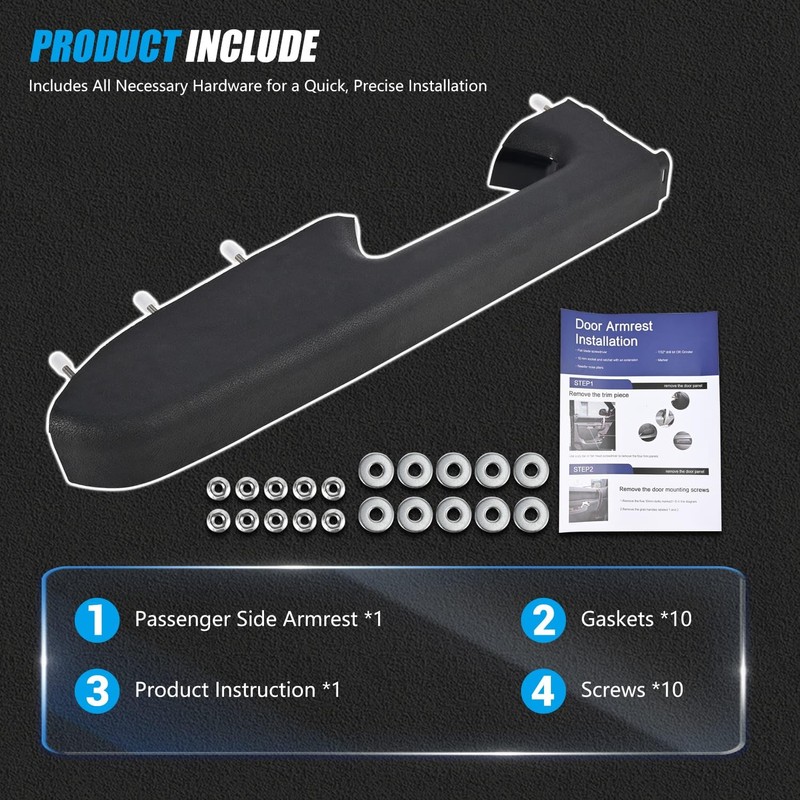 OICCTBF Black Front Left Driver Side Armrest Repair Kit for
