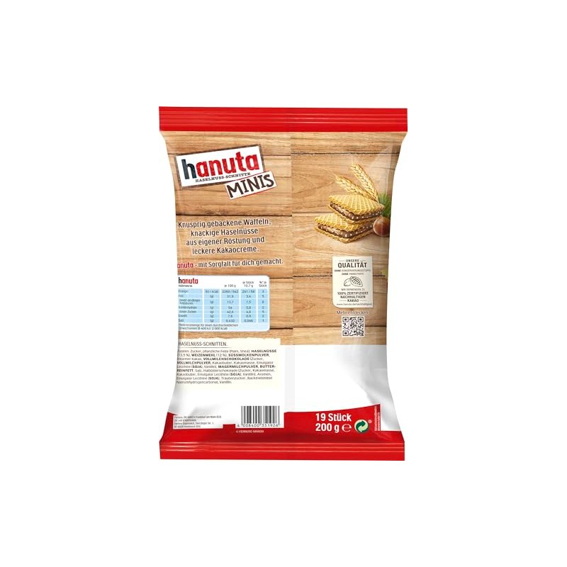 Hanuta Minis Galleta con relleno de avellana 200g