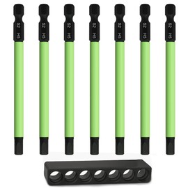 TLEEP 7Pcs 1/4" Hex Head Allen Wrench Drill Bits, Metric 5mm 3.94" Long Hex Key Drill Bit Set, Magnetic Tips Screwdriver Socket Bit Set for Ikea Type Furniture (S2 Steel)