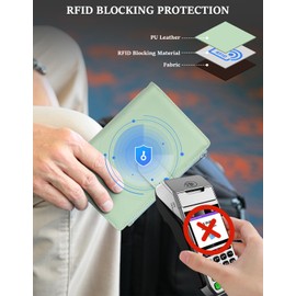 RFID Passport Holder for Women/Men Travel Gifts, Large Capacity Passport Wallet, Family Travel Documents Organizer with Card/Airtag Slots, Zipper coin pocket, Cash Holder Passport Cover Case (Green)