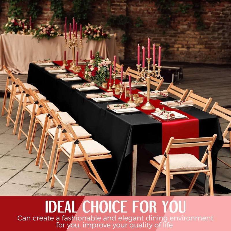 Tudomro 12 Pcs Black and Red Disposable Plastic Tablecloths and