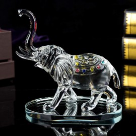 London Boutique Decorative Crystal Glass Animal Elephant Ornament Figurines Giftware Present Mother Child (Single)