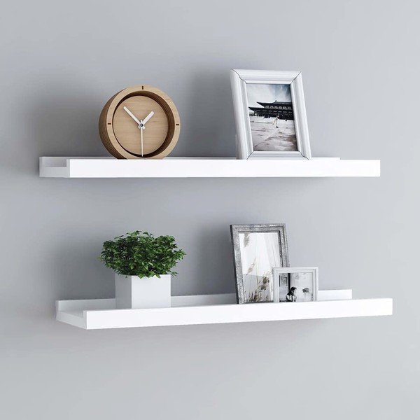 Frame Ledge Shelf Set of 2 White MDF 15.7 in