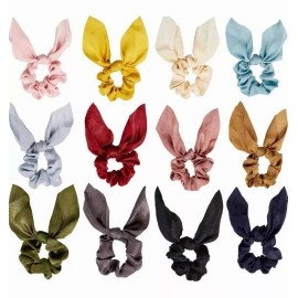 THE9SHOP Cintas Para El Pelo Elásticas Scrunchie Satín 12 Colores