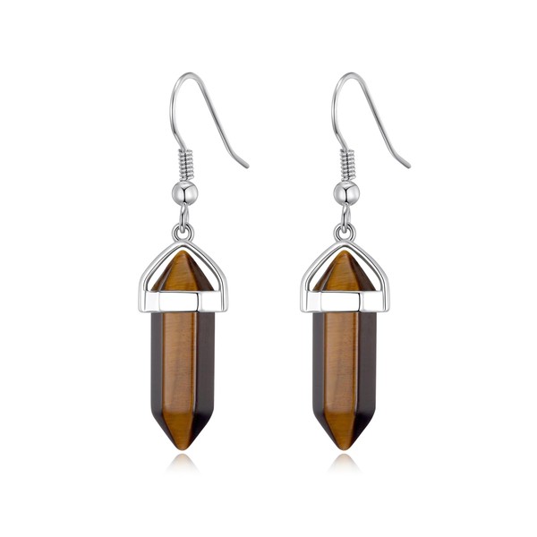 Philip Jones Tiger's Eye Gemstone Drop Earrings