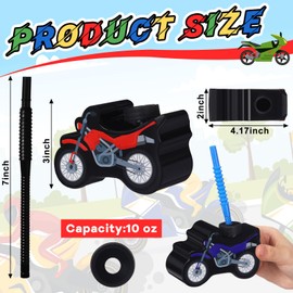 Tanlade Dirt Bike Birthday Party Favor Supplies Dirt Bike Cups with Straws,Plastic Motorcycle Cup for Kids Reusable Race Car Party Motorcycle Birthday Party Favor Baby Shower Party Supplies(24 Sets)