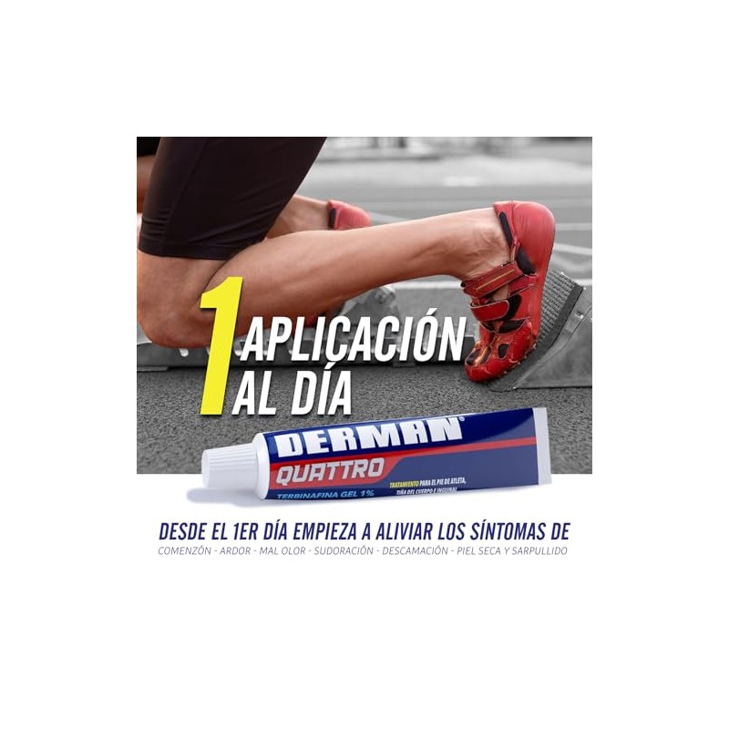 Derman Quattro, Gel para el pie de Atleta, 1% Tubo