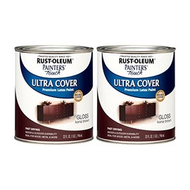 Rust-Oleum 1977502-2PK Painter's Touch Latex Paint, Quart, Gloss Kona Brown, (Pack of 2)