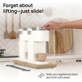 Ibyx Elegant Sliding Tray for Your Coffee Maker & Heavy Kitchen Appliances - Sturdy, Slides Easily from Under The Cabinet (Natural, 7.5”W x 14.5”D)