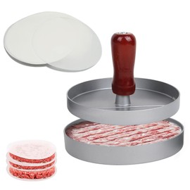 winmiya Burger Press Non-Stick Aluminum Hamburger Patty Maker with 100 Burger Paper Sheets for BBQ Stuffed Burgers Beef Burger