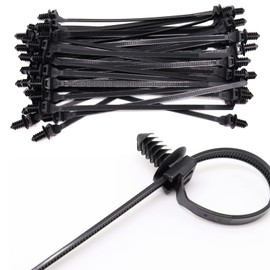 Benliu 20Pcs Cable Zip Ties, 8.3x0.2 inch Heavy Duty Nylon Push Mount Self Locking Assortment for Indoor Wire Tying, Black