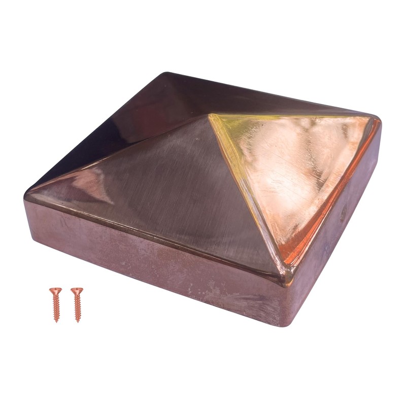 Copper Fence Post Cap 3.5 x 3.5 Inch Pyramid Design