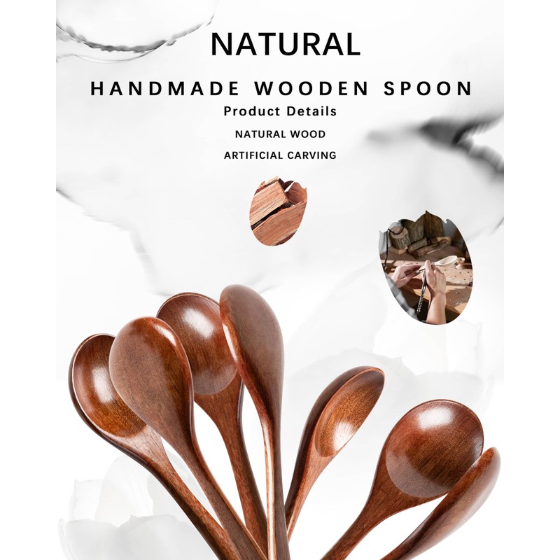 Hefild 7 PCS Wooden Spoons for Honey, 6.7 inch Small