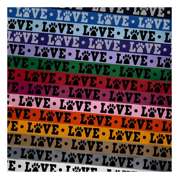 Love Paw Print Dog Cat Pet Text Satin Ribbon for