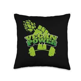 Vegan Power Plant Based Protein Vegetarian Slogan Designer Throw Pillow