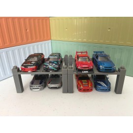 Unbranded 2x 3D Printed Dual Car Stackable Lifts for 1/64 Hot wheels greenlight and more - Gray