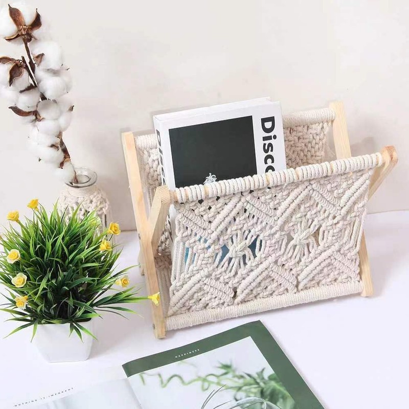 LIKEUDO Nordic Wind Cotton Rope Woven Magazine Rack - Boho