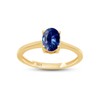 AFFY Simulated Blue Sapphire Solitaire Ring in 14k Yellow Gold