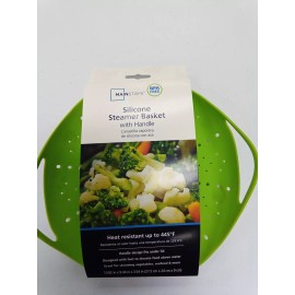 Mainstays BPA Free Heat Resistant Silicone Steamer Basket with Interlock Handle Green 6 8
