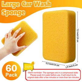 Tioncy 60 Pcs Large Sponges Bulk 7.5 x 5.5 x 1.9 Inch Grouting Sponge Set Car Wash Sponge Cleaning and Washing Sponge Commercial Sponges Large All Purpose Sponge for Cleaning Dishes Car Tile Bike