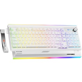 MEETION Wireless Gaming Keyboard, 98-Key Tri-Mode RGB Backlit, White