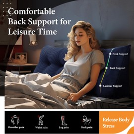 Daneey Headboard Wedge Pillow Bed Wedge Pillow for Headboard Bolster Reading Pillow for Bed Back Pillow for Sitting in Bed Wedge Pillow Headboard with Removable Corduroy Cover (Deep Blue, King)