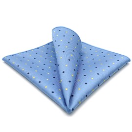 S&W SHLAX&WING Dots Blue Azure Pocket Square for Suit Mens Handkerchief
