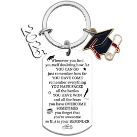 UYBEPU Graduation Gifts for Him Her Class of 2025 Graduation Keychain for College High School PHD Graduation Gifts for Nurse Master Inspirational Gifts for Women Friends Daughter Son