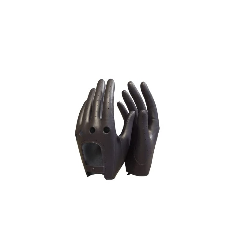 MGGM Collection Women's Leather Car Gloves, Leather Gloves, Unlined, Brown