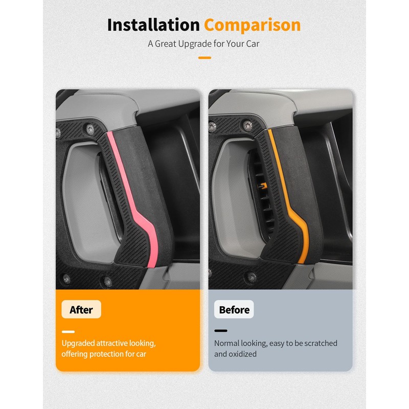 Hoolcar Center Console Dash Board Trim & Grab Handle Decor