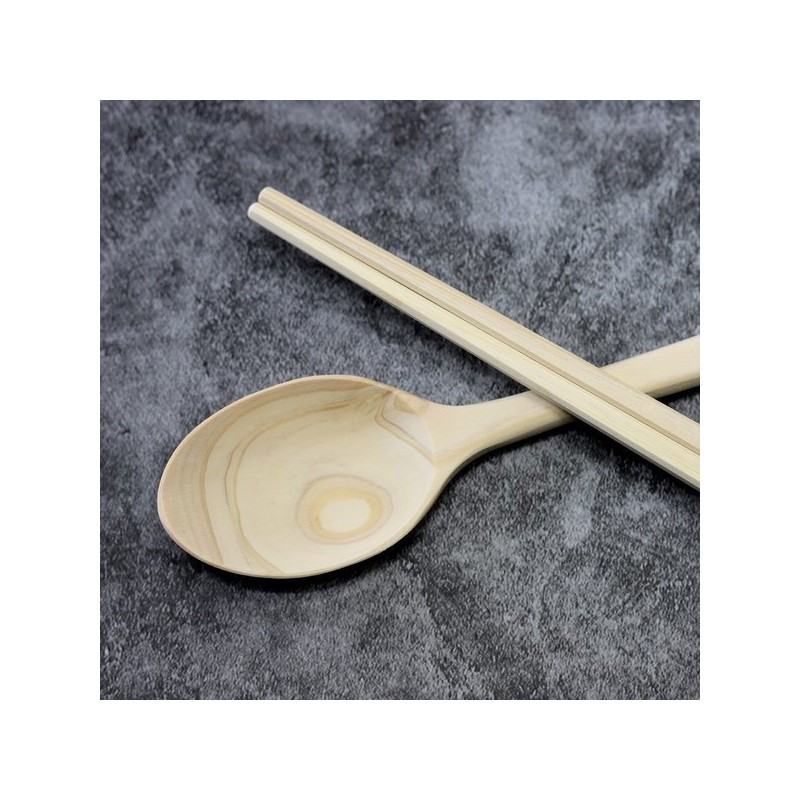 Solid Wood Cypress Cutlery Set for 2: 2 Sets of