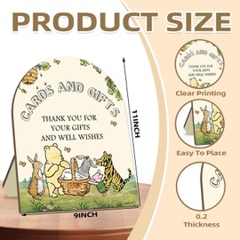Classic Pooh Thank You for Your Gift and Well Wishes Sign, Cards and Gift Sign, Winnie Decor Wedding Welcome Sign, Bridal Shower Baby Shower Favors, Baby Shower Party Decor Supplies 9 * 11IN