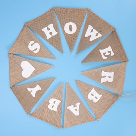 Fvomye Baby Shower Letter Bunting Banner Garland Baby Shower Linen Bunting Hessian Flag Banner Pennant Flag Garlands Rustic Christening Baby Shower Photo Props