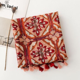 Pemilosci Soft Scarf for Women Girls Boho Large Lightweight Scarves Shawls Wraps for Four Seasons 70 x 35 inches (FSS009 Carving)