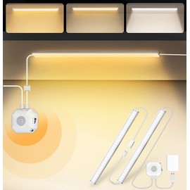 MATICOD Under Cabinet Lights, Motion Sensor Light Indoor Under Cabinet Lighting with 3 Colors Warm White Cold White Daylight for Kitchen LED Closet Lights