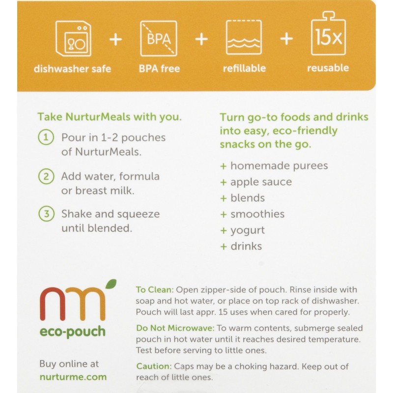 NURTURME Eco Pouch Reusable, 3 Count