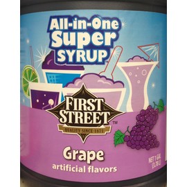 First Street All In One Super Syrup, GRAPE, 1 Gallon, For Snow Cone Beverage Base Fountain Syrup Slush Shaved Ice (One Bottle Per Order)