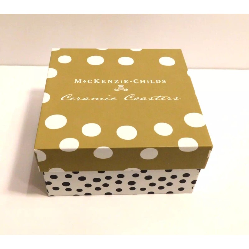 MacKenzie-Childs Mackenzie Childs Vino Alfresco Ceramic Coasters, Boxed Set Of