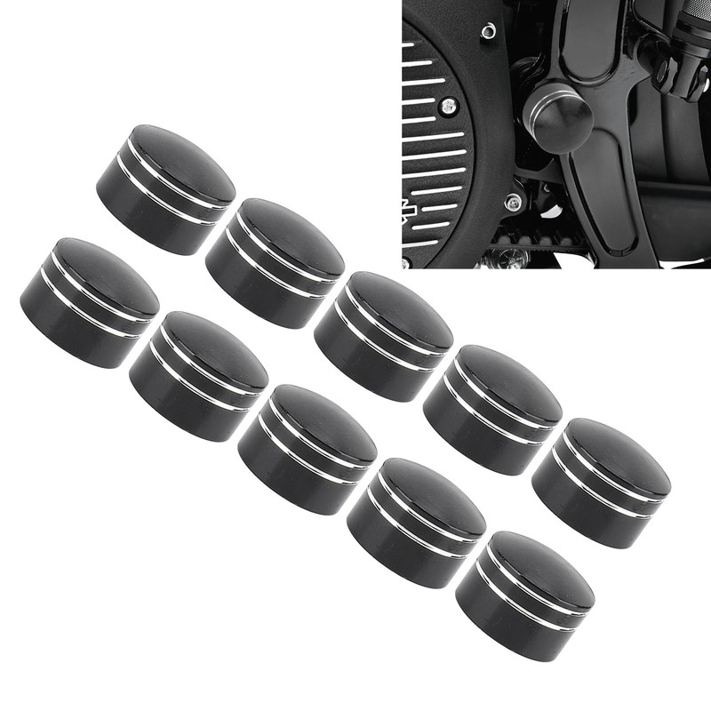 10PCS Motorcycle Head Bolt Cover CNC Aluminum Black Round Grooved