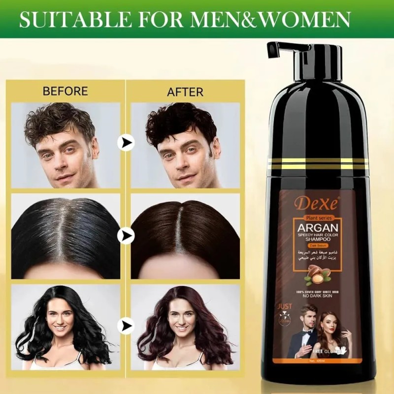 Shampoo Tinte Dexe Argan Color Castaño Medio 420ml