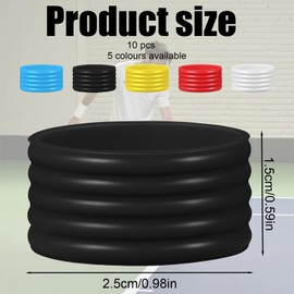 Huakaile 10 Pcs Tennis Grip Band, Silicone Racket Sealing Rings, Non-Slip Racquet Handle Finishing Ring, Overgrip Protector Fix Ring for Pickleball Paddle Badminton Squash Racquet (5 Colors)