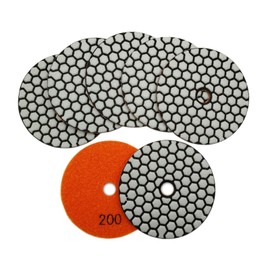 SHDIATOOL Dry Diamond Polishing Disc, Pack of 7, Grit 200 for Granite, Stone, Concrete, Marble, Diameter 4 Inches/100 mm