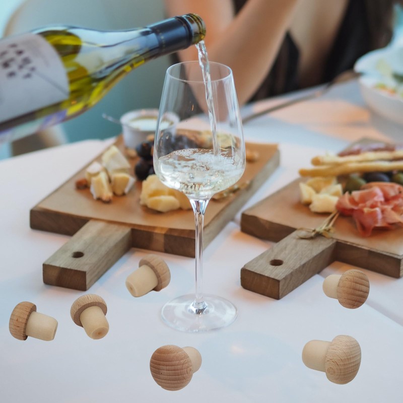 Mushroom Shaped Corks - Reusable Wooden & Rubber Wine Stopper
