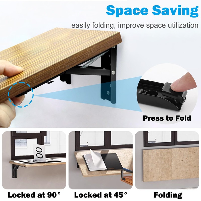 18inch Floating Shelf Bracket,Garage Heavy Duty Folding Shelf Brackets,Wall Mounted