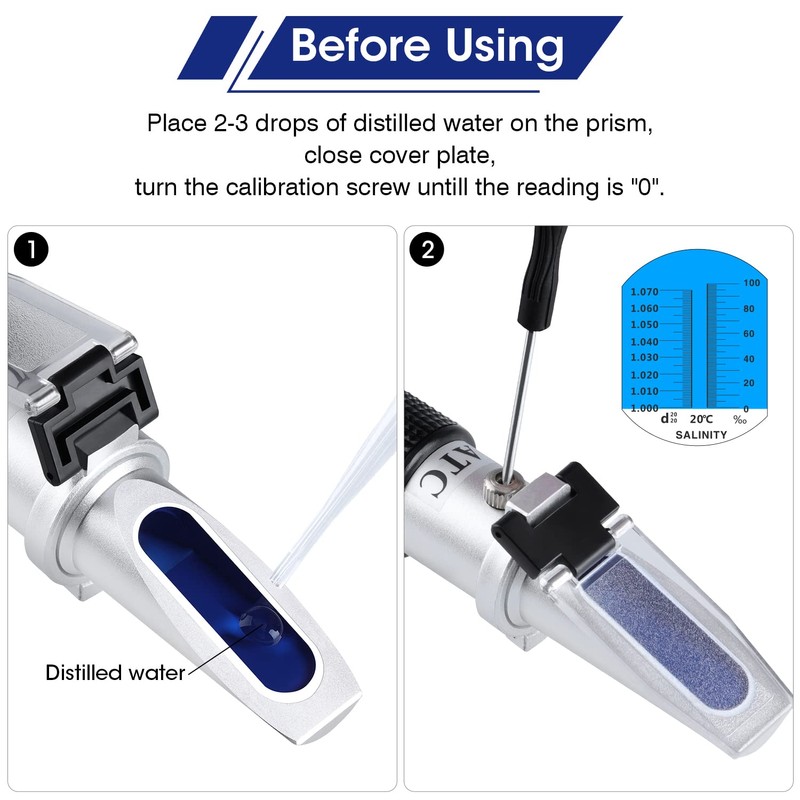 XINJIAYI Water Salt Refractometer, Hydrometer with Two Scales: Specific Gravity