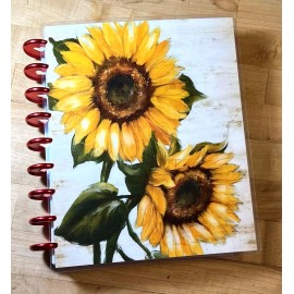 Handmade Sunflower Laminated Cover Set made for use with a Classic Happy Planner-