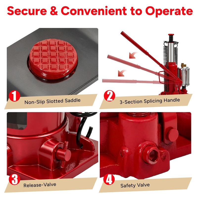 Air Hydraulic Bottle Jack, 12 Ton (26455) lbs Hydraulic Bottle